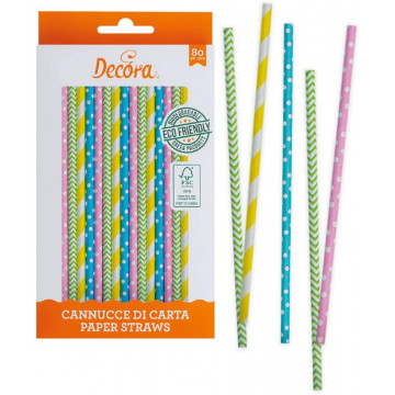 Paper straws - Decora - mix of colors, 80 pcs.