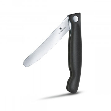 Nóż składany Swiss Classic - Victorinox - ząbkowany, czarny, 11 cm