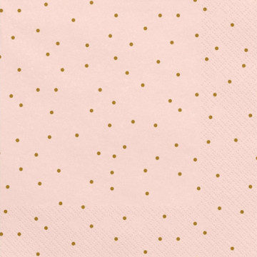 Paper napkins with dots - PartyDeco - pink, 16.5 x 16.5 cm, 20 pcs.