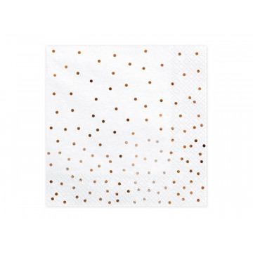 Paper napkins with dots - PartyDeco - white, 16.5 x 16.5 cm, 20 pcs.