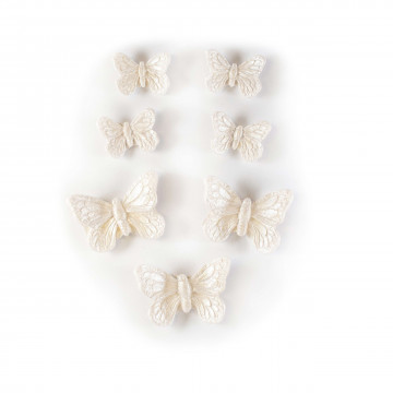 Sugar decorations for a cake - Slado - butterflies, white, 7 pcs.