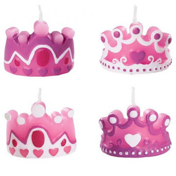 Crown birthday candles - Wilton - pink and white, 4 pcs.
