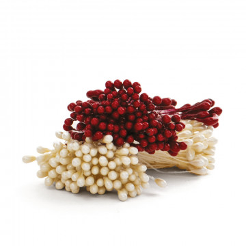 Pręciki do kwiatów cukrowych - Decora - białe i czerwone, 288 szt.