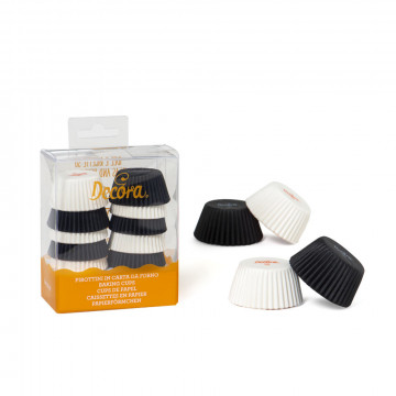 Muffin curlers - Decora - white and black, 32 x 22 mm, 200 pcs.