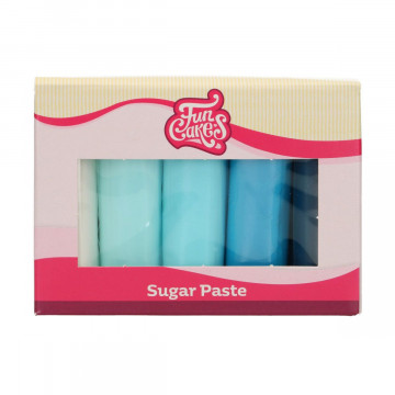 A set of sugar masses - FunCakes - shades of blue, 5 x 100 g
