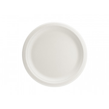 Talerzyki okrągłe z trzciny cukrowej - PartyDeco - białe, 22,5 cm, 6 szt.