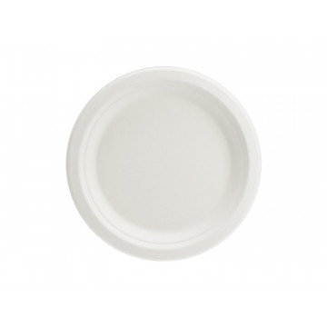 Talerzyki okrągłe z trzciny cukrowej - PartyDeco - białe, 17 cm, 6 szt.