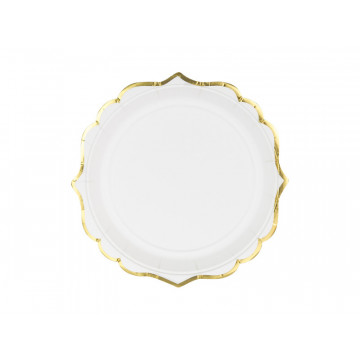 Round plates - PartyDeco - white, 18,5 cm, 6 pcs.