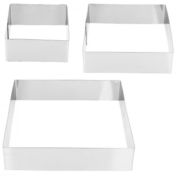 Set of molds for cakes and pies - squares, 3 pcs.