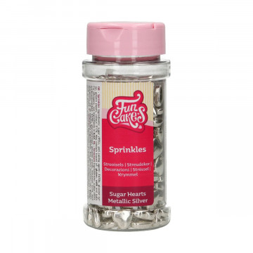 Sugar sprinkles - FunCakes - silver hearts, 80 g