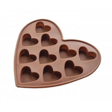 Silicone mold for chocolates - hearts, 10 pcs.
