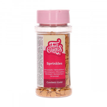 Sugar sprinkles - FunCakes - confetti, gold, 60 g