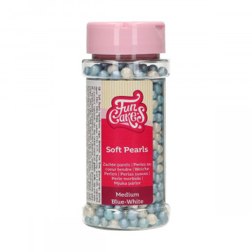 Sugar sprinkles - FunCakes - pearls, white and blue, 60 g