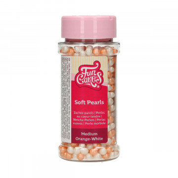 Sugar sprinkles - FunCakes - pearls, orange and white, 60 g