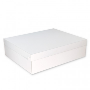 Cake box with a lid - white, 32 x 42 x 15 cm