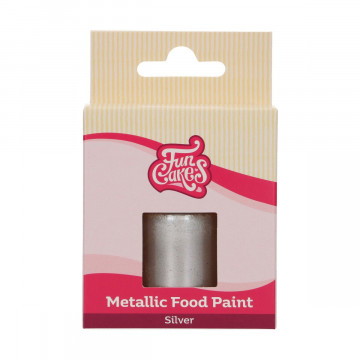Food paint - FunCakes - metallic, silver, 30 ml