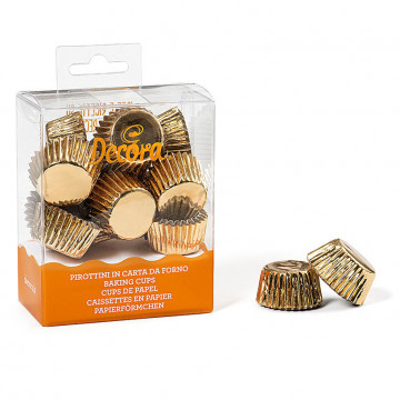 Mini papilotki na muffinki - Decora - złote, 27 x 17 mm, 180 szt.