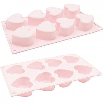 Silicone form for heart muffins - Rico Design - pink, 2,4 x 17 x 30 cm