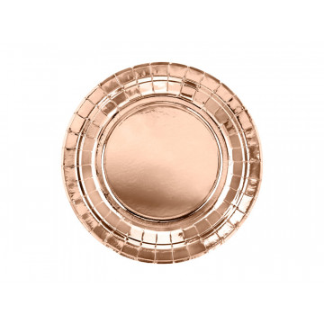 Round plates - PartyDeco - rose gold, metallic, 18 cm, 6 pcs.