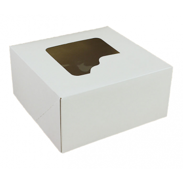 A box for a cake with a window - Hersta - white, 18 x 18 x 9 cm