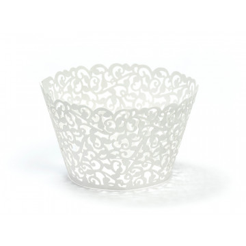 Openwork cupcake wrappers - PartyDeco - white, 10 pcs.