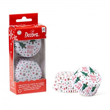 Muffin curlers - Decora - stars and christmas trees, 50 x 32 mm, 36 pcs.
