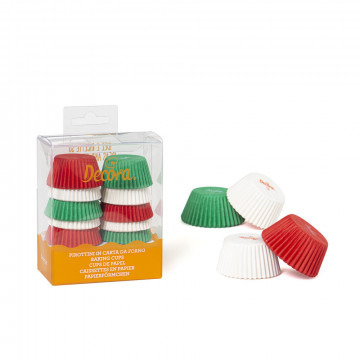 Mini muffin curlers - Decora - white, green, red, 32 x 22 mm, 200 pcs.