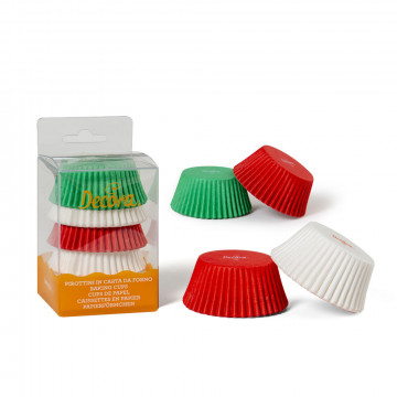 Muffin curlers - Decora - white, green, red, 50 x 32 mm, 75 pcs.