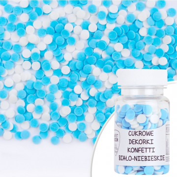 Sugar sprinkles - confetti, white and blue, 30 g