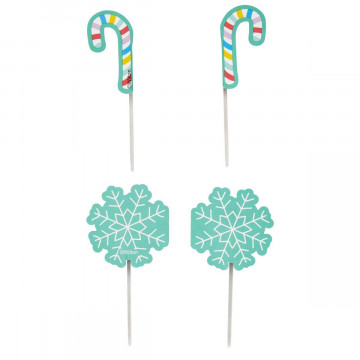Decorations on the peak - Wilton - snowflakes and candies, 12 pcs.