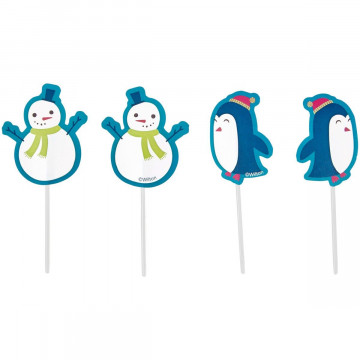 Decorations on the peak - Wilton - snowmans and penguins, 12 pcs.