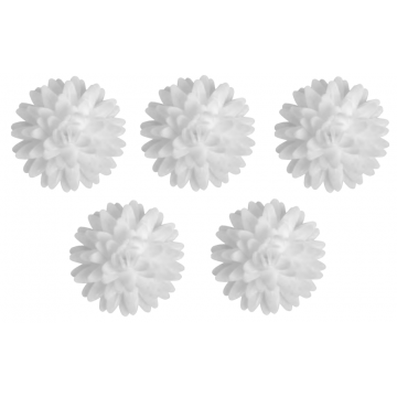 Stokrotki pomponikowe waflowe - Rose Decor - białe, 12 szt.