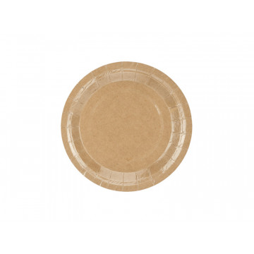 Round plates - PartyDeco - kraft, brown, 18 cm, 6 pcs.