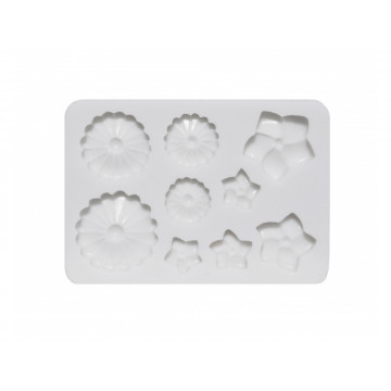 Silicone mold for ornaments - Pentart - flowers, 9 pcs.