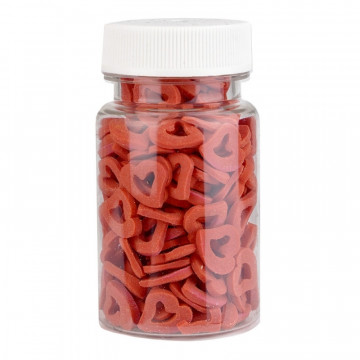 Sugar sprinkles - hearts, contour, red, 30 g