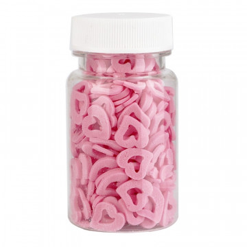 Sugar sprinkles - hearts, contour, pink, 30 g