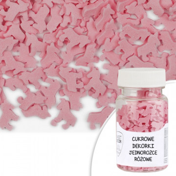 Sugar sprinkles - unicorns, pink, 30 g
