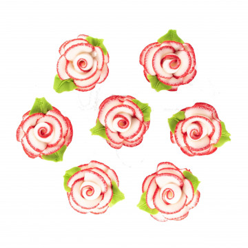 Sugar decoration for a cake - Slado - roses, white & red, 7 pcs.
