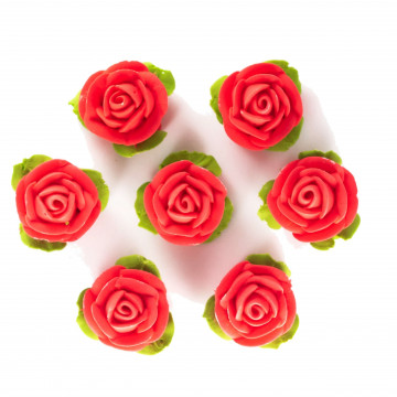 Sugar decoration for a cake - Slado - roses, red, 7 pcs.