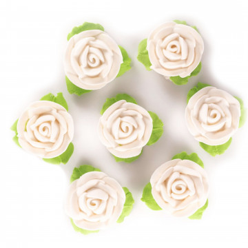 Sugar decoration for a cake - Slado - roses, white, 7 pcs.