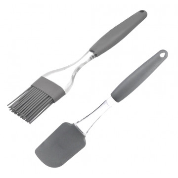 Set of kitchen accessories - silicone spatula and brush, 2 pcs.